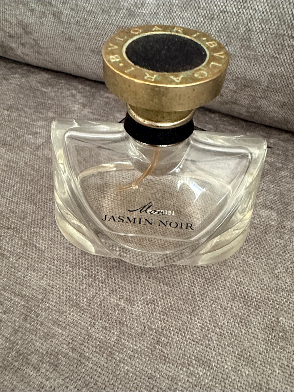Clear Glass Perfume Bottle with Gold Accents